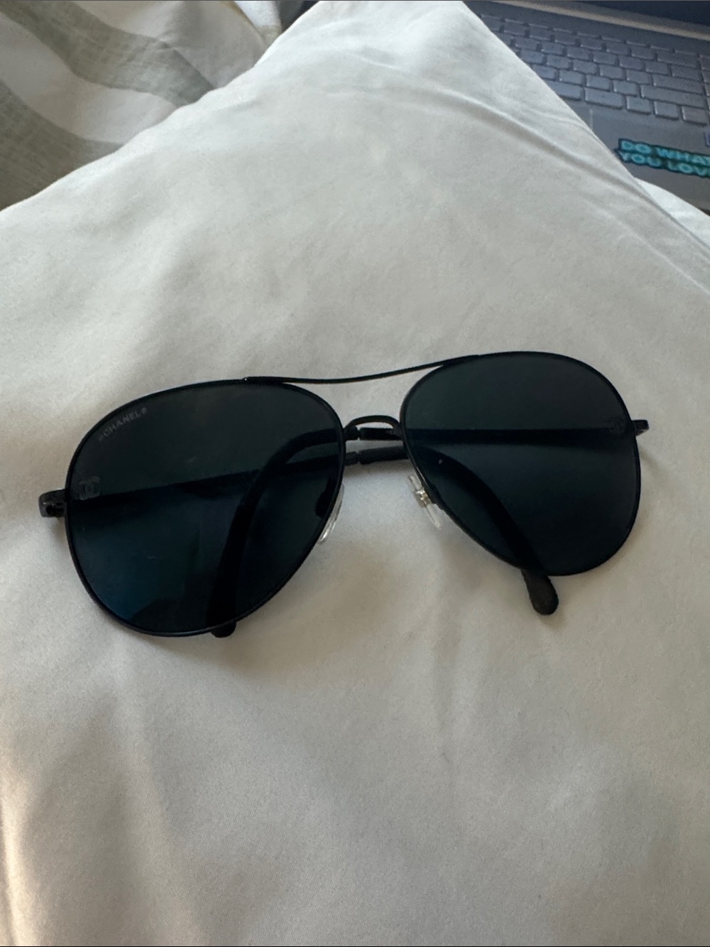 CHANEL Black Aviator Sunglasses